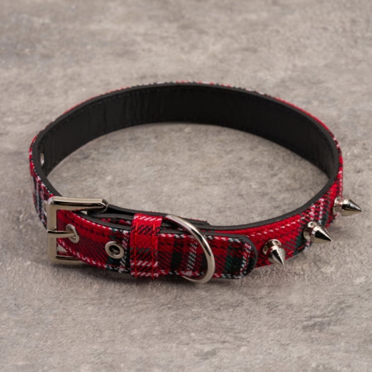 Gothic Red Plaid Studs Choker