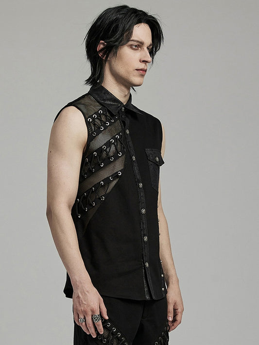 Punk Asymmetric Sleeveless Shirt