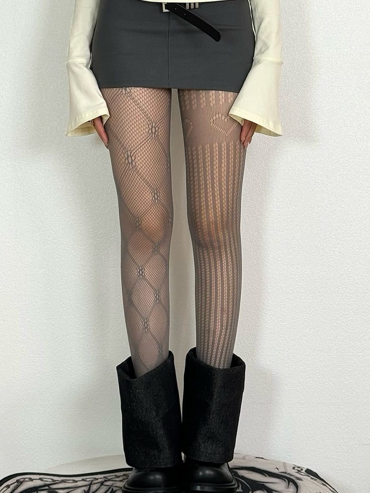 5 Color Options Y2K Asymmetrical Design Tights