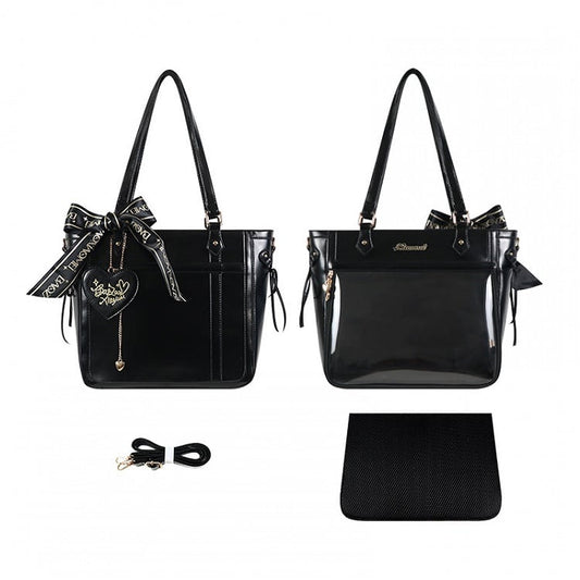 Black Bowknot and Heart-shaped Charm Ita Bag