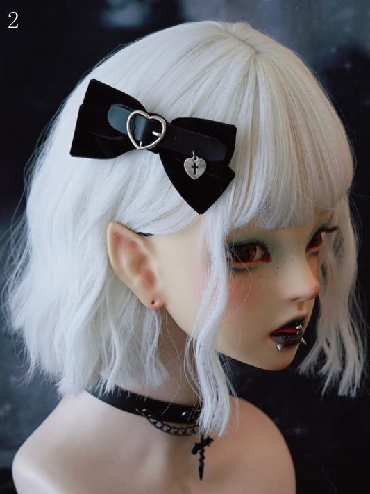 Black Gothic Heart Buckle Bowknot Hairclip