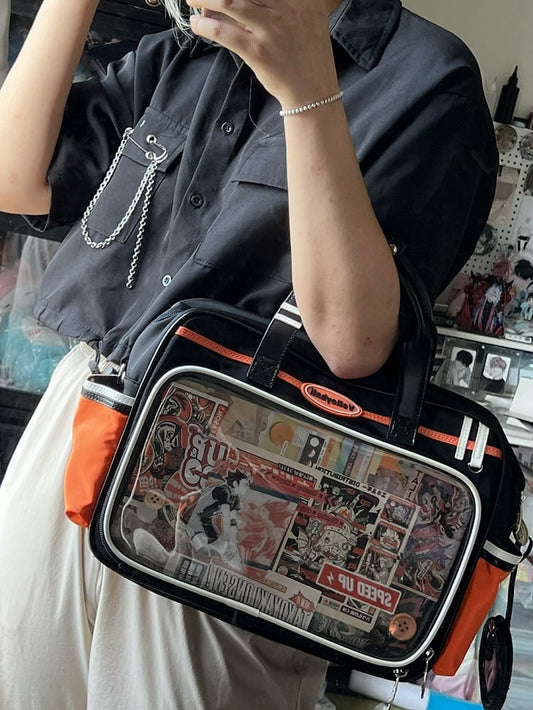 Black & Orange Ita Bag with Volleyball Design Charm