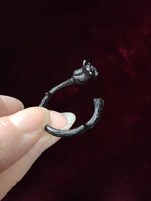 Gothic Black Punk Rock Rosette Adjustable Ring
