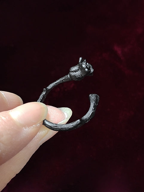 Gothic Black Punk Rock Rosette Adjustable Ring