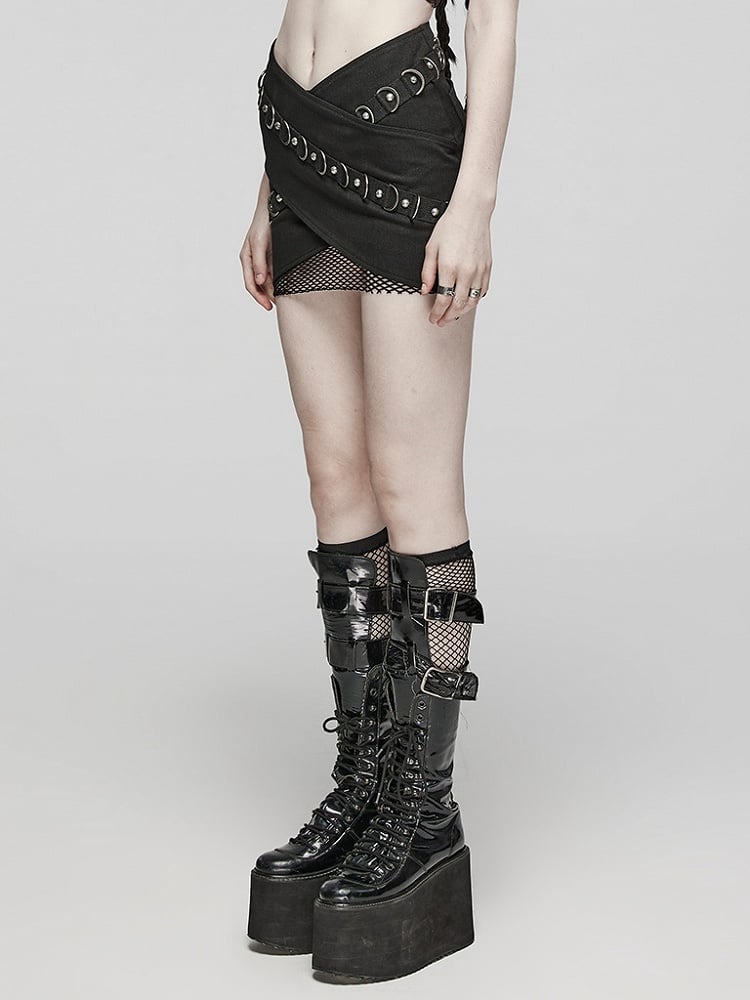 Black Punk Overlapping Skirt