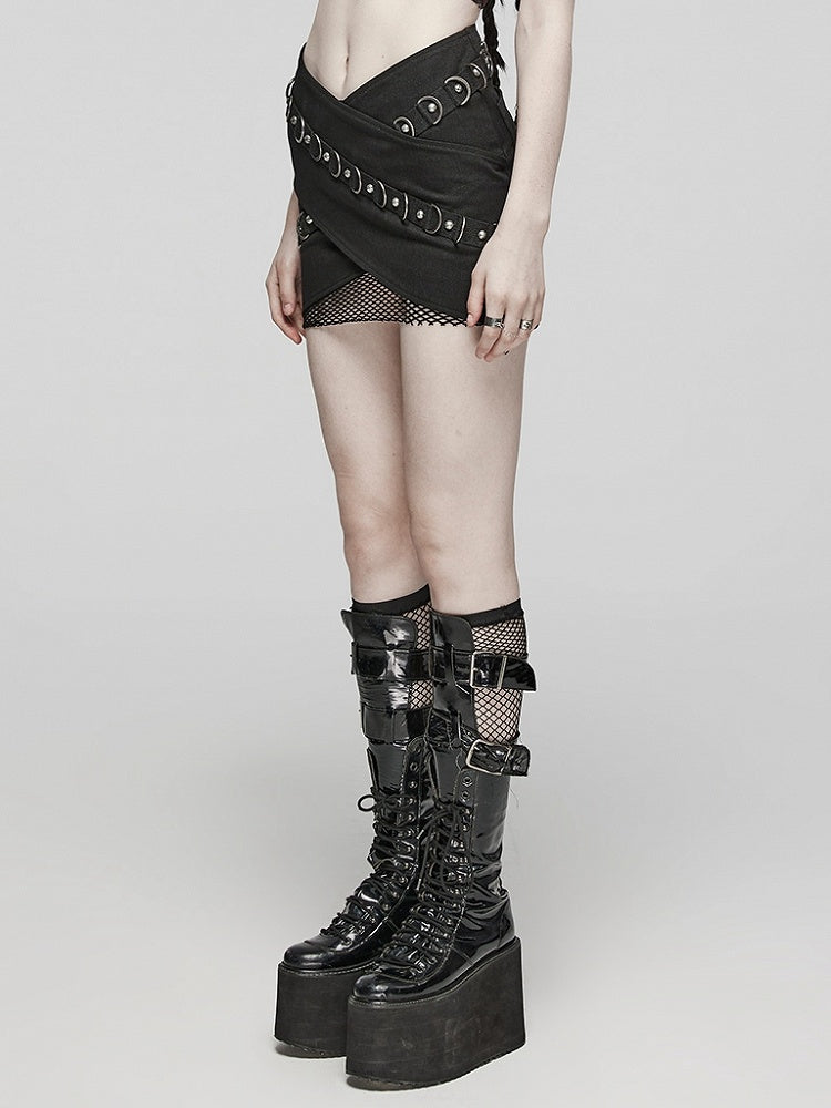 Black Punk Overlapping Skirt