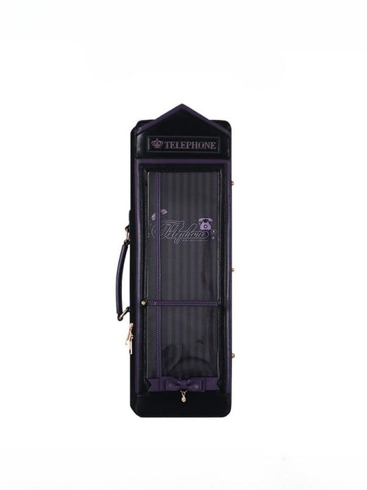 Purple&Black Telephone Booth-shaped 1/4 Scale BJD Doll Bag with Two Straps
