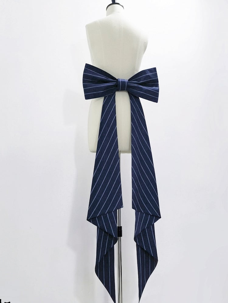 Bunny Theater Royal Blue Striped Bowknot Train
