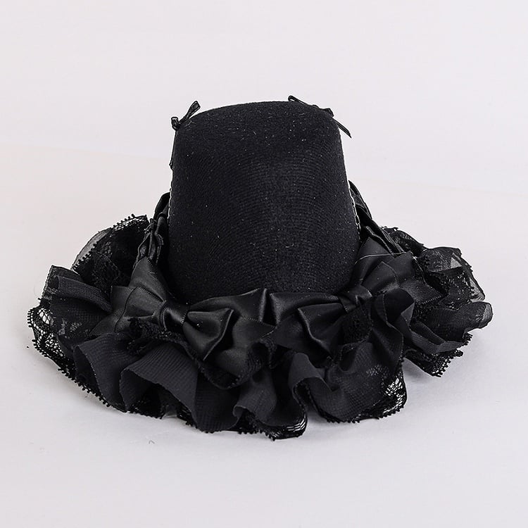 Black Floral Design Gothic Halloween Skeleton Mini Hat with Chains