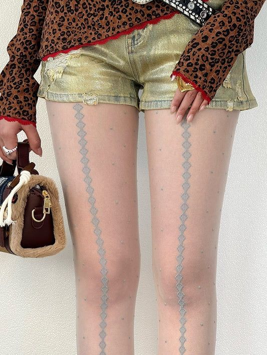 Black/White Polka-dot Pattern Tights
