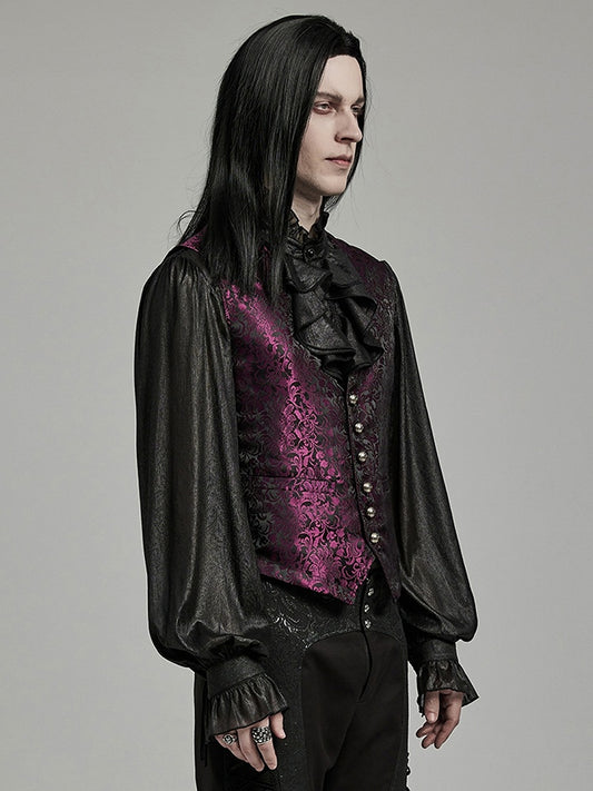 Black and Red Goth Jacquard Waistcoat