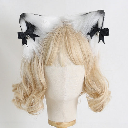 7 Colors Faux Fur Kitty Ear KC with Detachable Bell-Decorated Bows