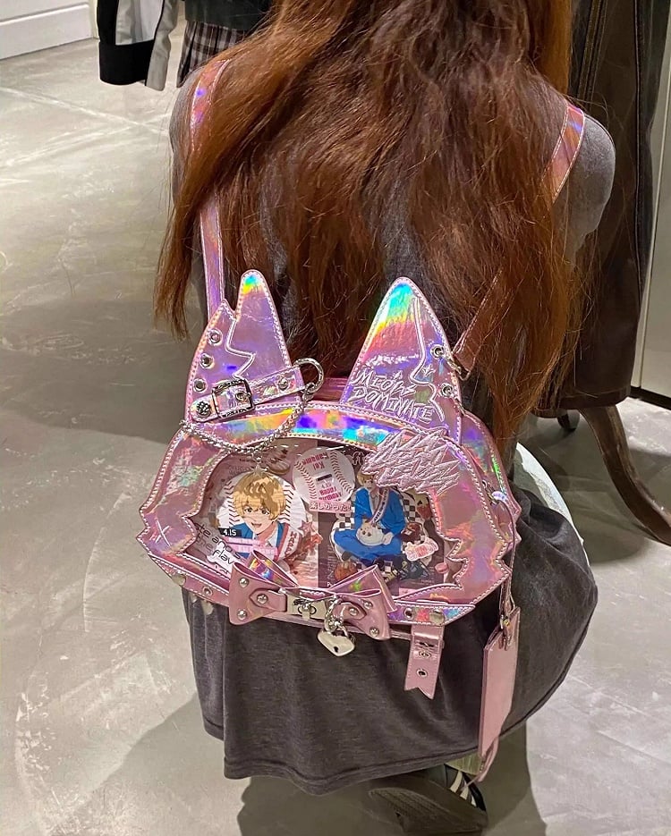 Holographic Pink PU Shoulder Straps