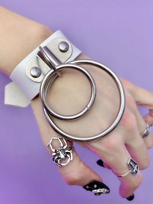 Black/White Pop Punk Circular Ring Charm Bracelet