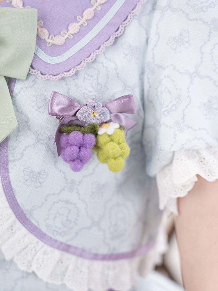 Purple Bowknot Grapes Brooch