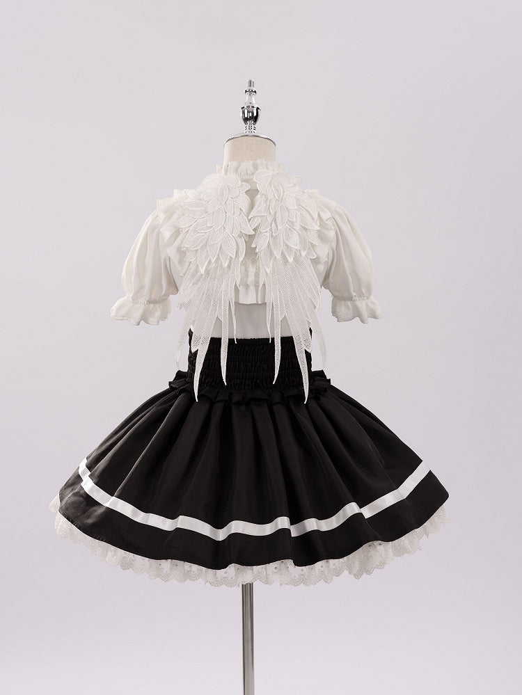 Black High Waist Jirai Kei Landmine Style Skirt