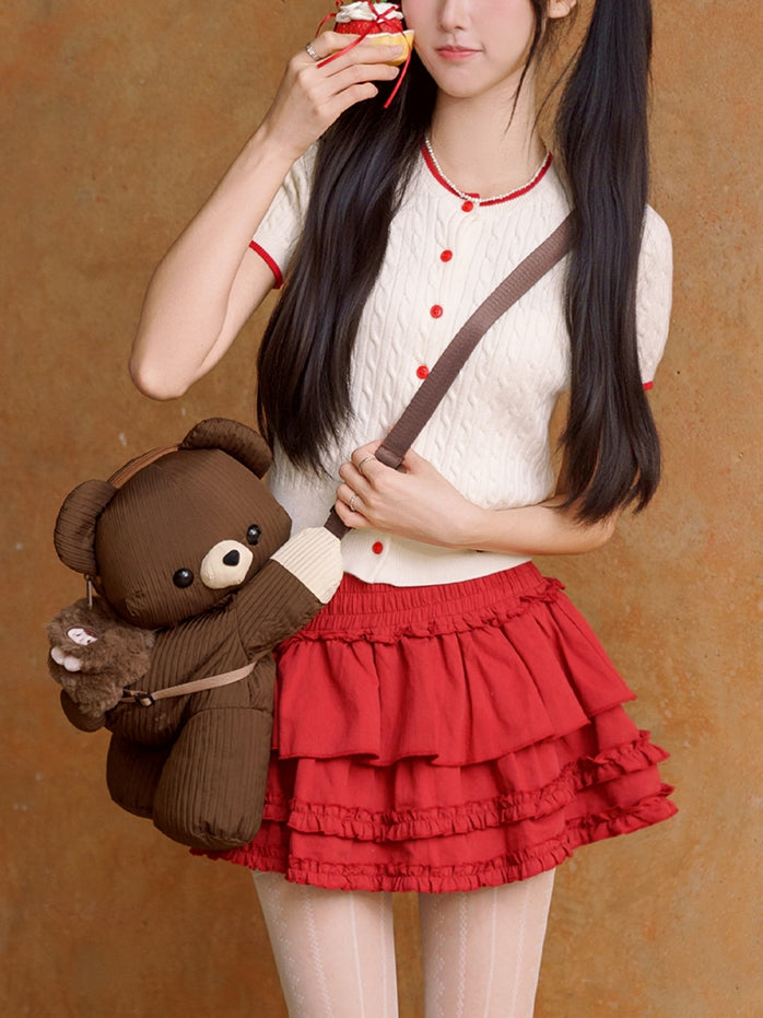 Brown Cute Bear Backpack/Crossbody Bag