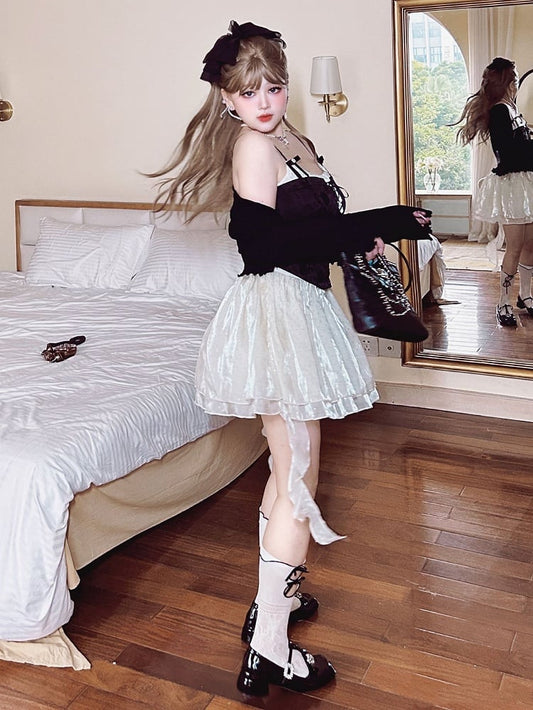 Plus Size Beige Glittering Short Skirt