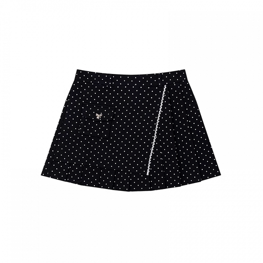 Black Polka Dot Thigh-Length Skirt