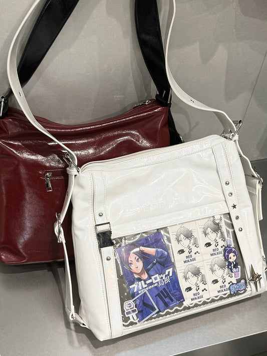 Holographic White Stud Detail Buckle Strap Ita Bag