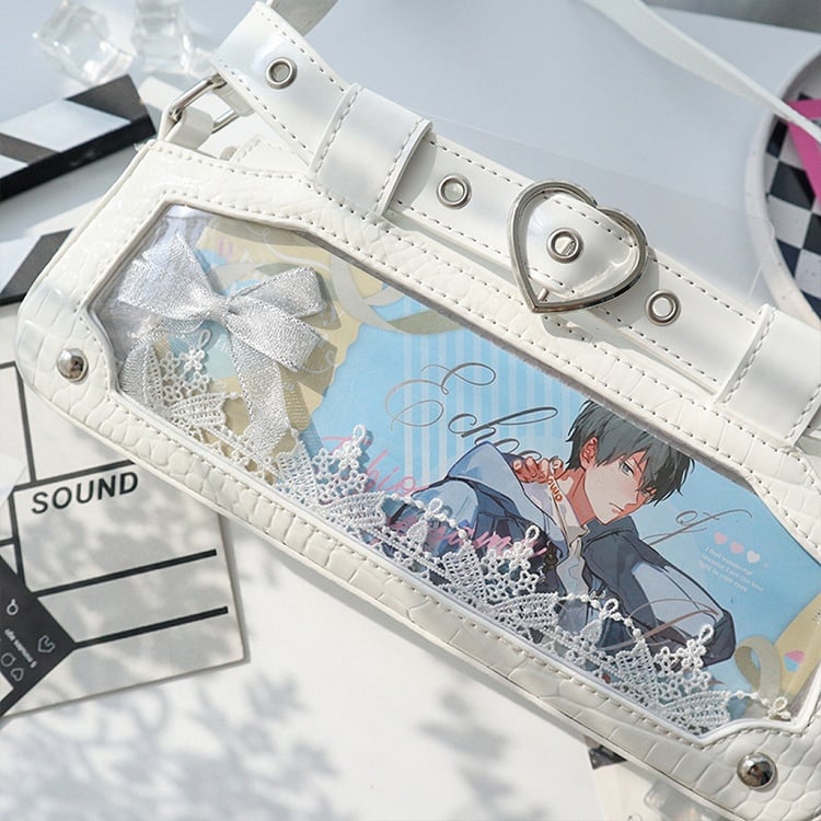 White Ita Bag with Chain and Heart Charm