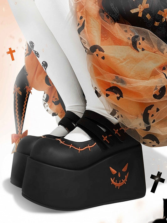 Black Pumpkin Witch Halloween Gothic Platforms