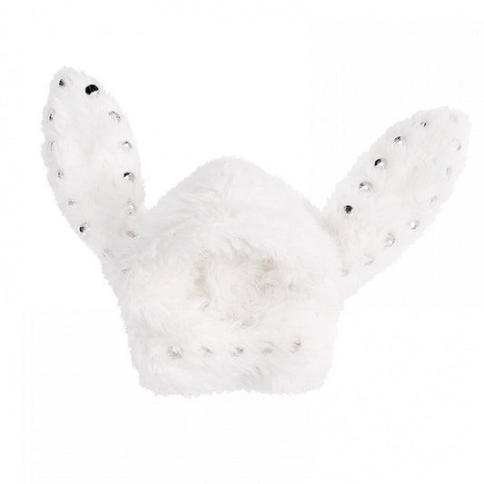 Black/White Studded Bunny Ear Hat
