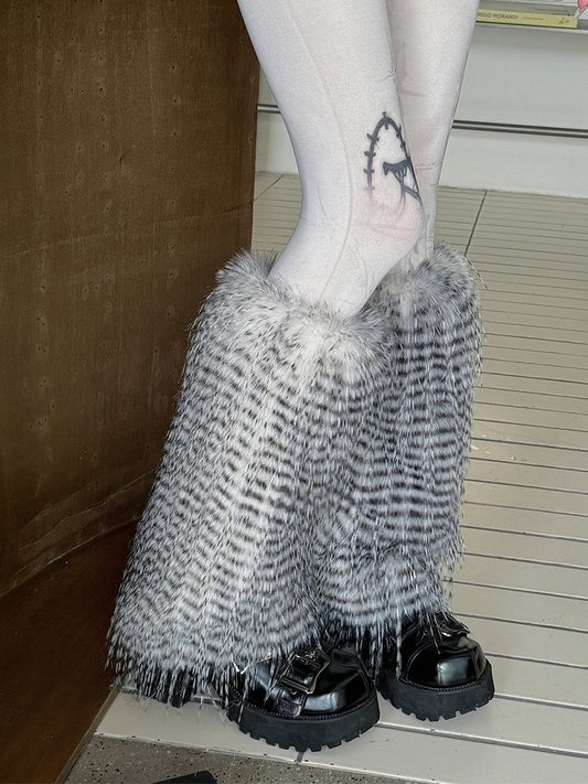 White/Grey/Coffee Y2K Shaggy Leg Warmers