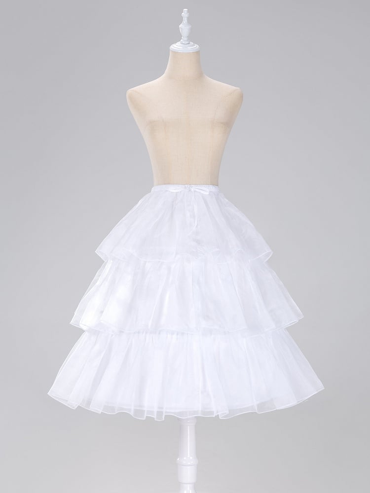 White Lolita Adjustable Length Fish-bone Petticoat