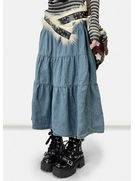 Blue Daily Kawaii Denim Skirt