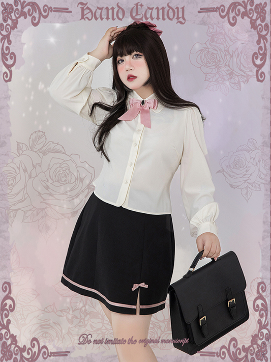 Plus Size - Rose Knight Apricot Shirt+Black Waistcoat+Black Blazer+Black Skirt Set