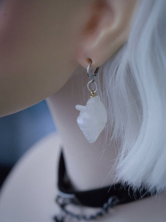 Gothic White Heart Earrings