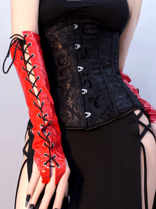 Black/Red Cyberpunk Lace-up Details Sleeves