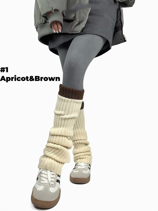 5 Colors Contrast Trim Knitted Leg Warmers