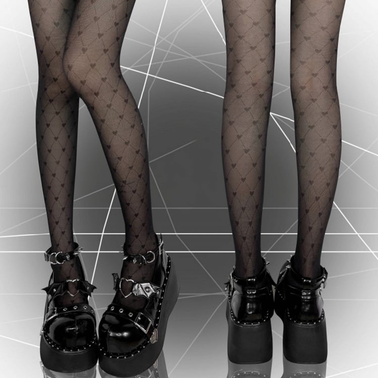 Devil Wings Design Black Stud Detail Buckle Ankle Strap Platform Mary Janes