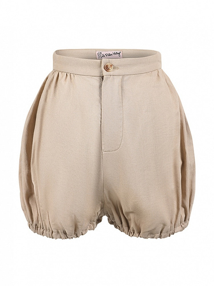 Vintage Khaki High Waist Puff Shorts