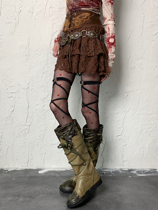 Black Y2K Self-tie Leg Straps