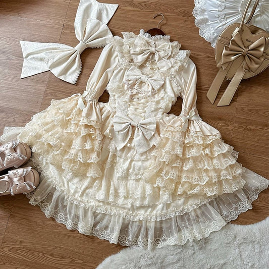 Apricot Layered Lace Bell Sleeves Lolita Blouse