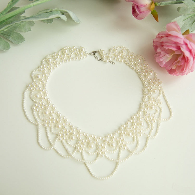 White Layered Beaded Necklace