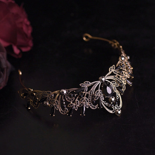 Black and Gold Gothic Punk Rhinestones Crown