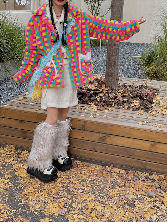 Light Gray Y2K 20CM/30CM/40CM Shaggy Leg Warmers