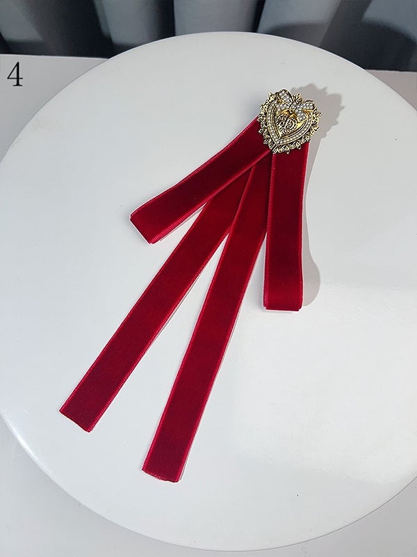 6 Options Beaded Heart Design Bow Tie