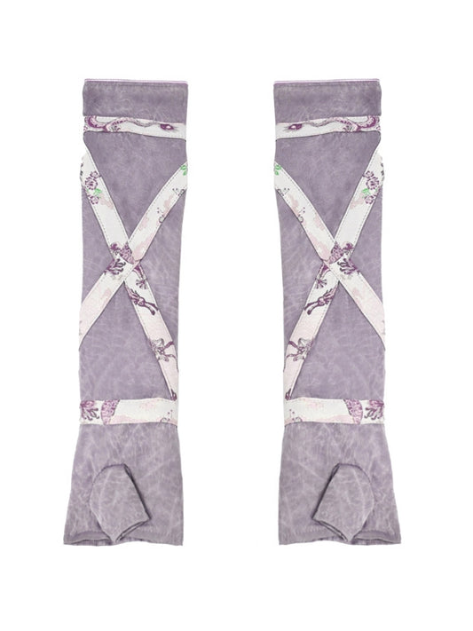 Purple Satin Thumbhole Cuffs Sleeves