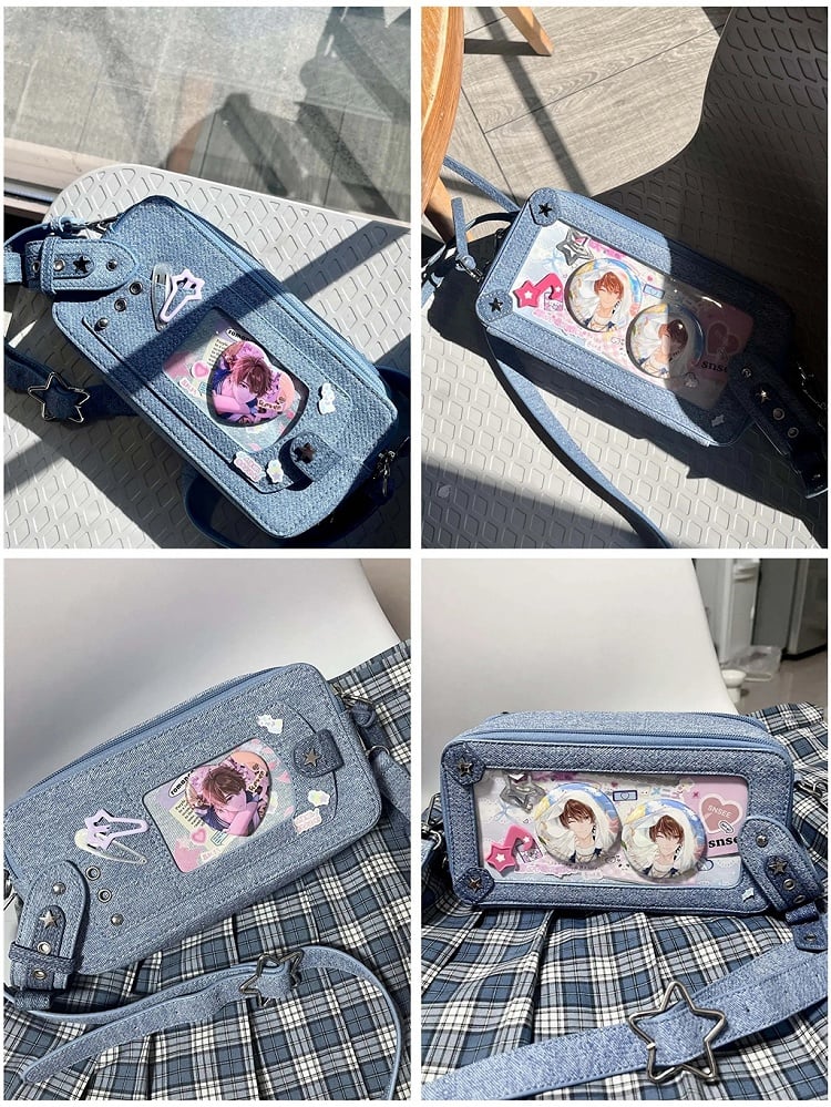 Denim Blue Star Stud Detail Ita Bag