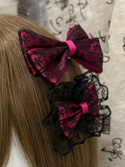 2 Options Black&Pink Bowknot Hairclip