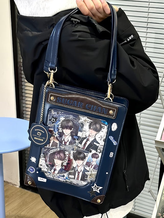 Blue&Brown Letter Decorated Ita Bag
