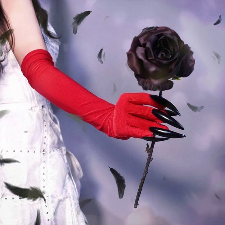 Red Steampunk Gothic Gloves