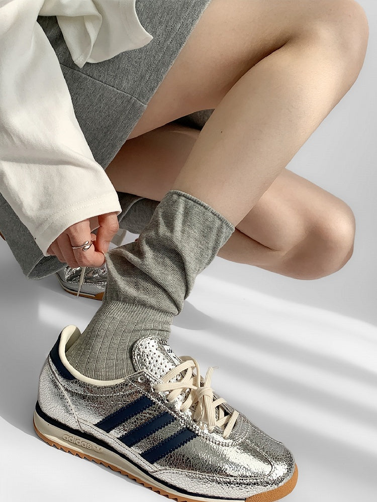 Gray Knitted Calf Socks