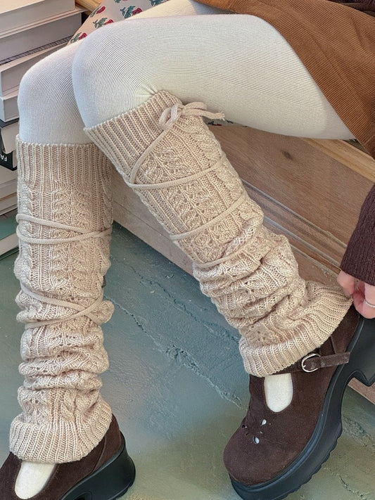 White/Beige/Light Grey/Camel/Dark Grey/Black Y2K Knitted Leg Warmers