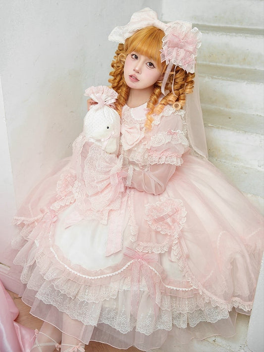 Sweet Pink Short Sleeves Blouse with Detachable Sleeves